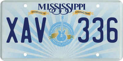 MS license plate XAV336