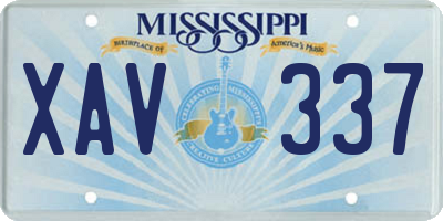 MS license plate XAV337