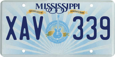 MS license plate XAV339