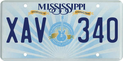 MS license plate XAV340