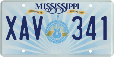 MS license plate XAV341