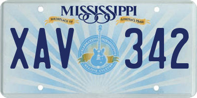 MS license plate XAV342