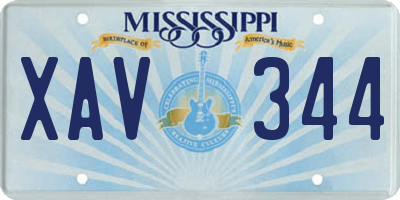 MS license plate XAV344