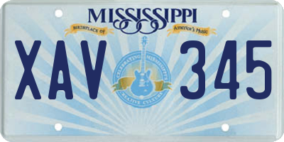 MS license plate XAV345