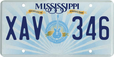 MS license plate XAV346