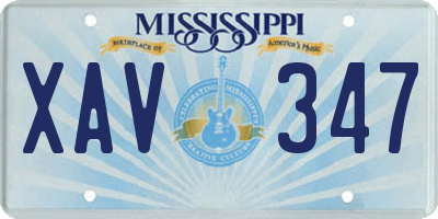 MS license plate XAV347