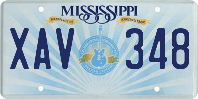 MS license plate XAV348