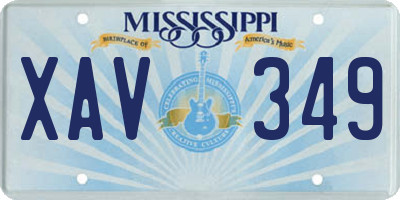 MS license plate XAV349