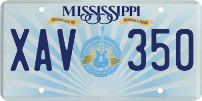 MS license plate XAV350