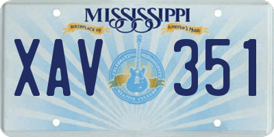 MS license plate XAV351
