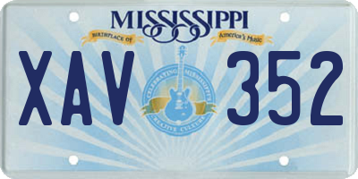 MS license plate XAV352