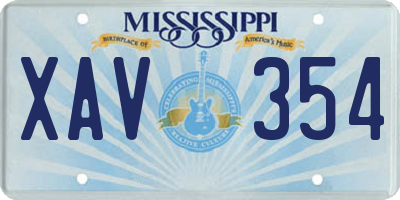 MS license plate XAV354