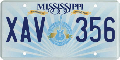 MS license plate XAV356