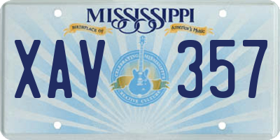 MS license plate XAV357