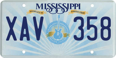 MS license plate XAV358