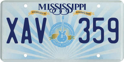 MS license plate XAV359
