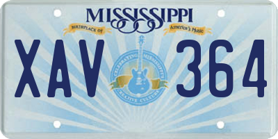MS license plate XAV364