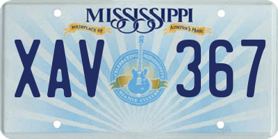 MS license plate XAV367