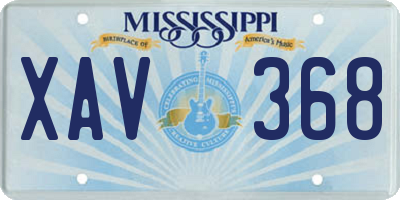 MS license plate XAV368