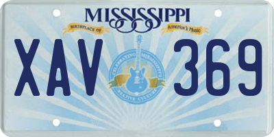 MS license plate XAV369