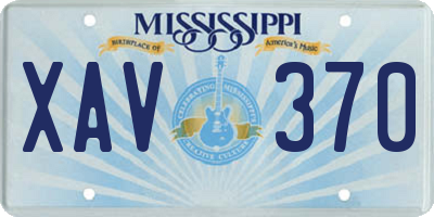 MS license plate XAV370