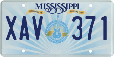 MS license plate XAV371