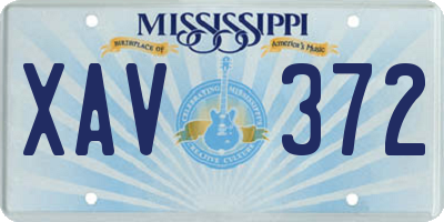 MS license plate XAV372