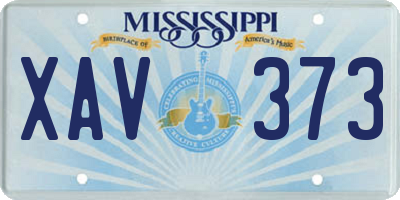 MS license plate XAV373
