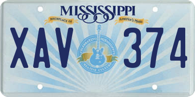 MS license plate XAV374