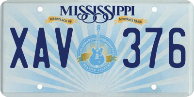 MS license plate XAV376
