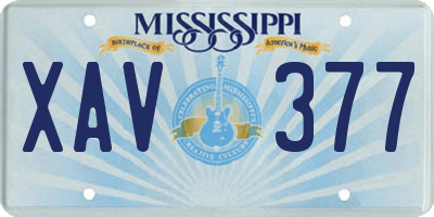 MS license plate XAV377