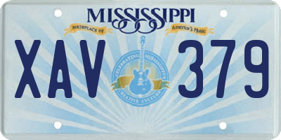 MS license plate XAV379