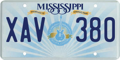 MS license plate XAV380