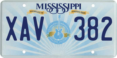 MS license plate XAV382