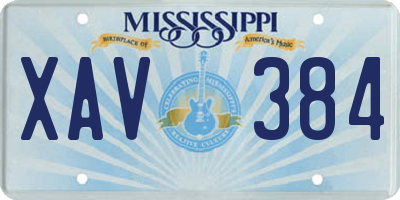 MS license plate XAV384