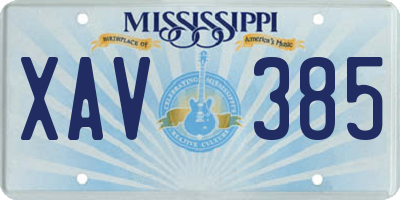 MS license plate XAV385