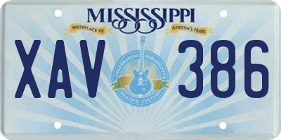 MS license plate XAV386
