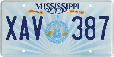 MS license plate XAV387