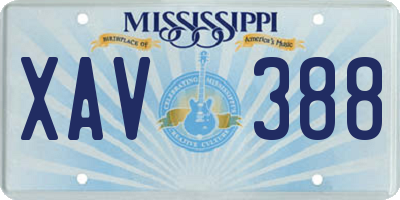 MS license plate XAV388