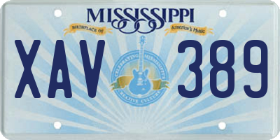 MS license plate XAV389