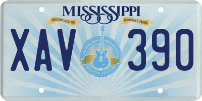 MS license plate XAV390