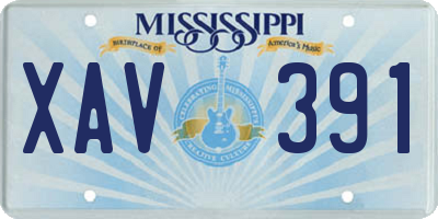 MS license plate XAV391
