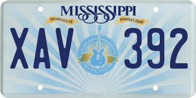 MS license plate XAV392