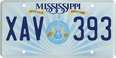 MS license plate XAV393