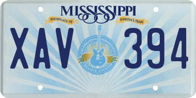 MS license plate XAV394