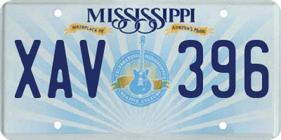 MS license plate XAV396