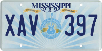 MS license plate XAV397