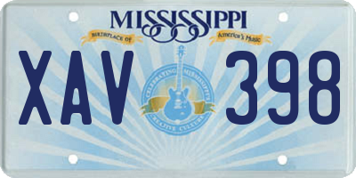 MS license plate XAV398