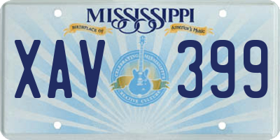 MS license plate XAV399