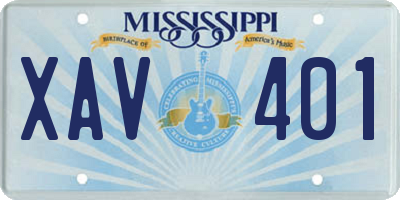 MS license plate XAV401